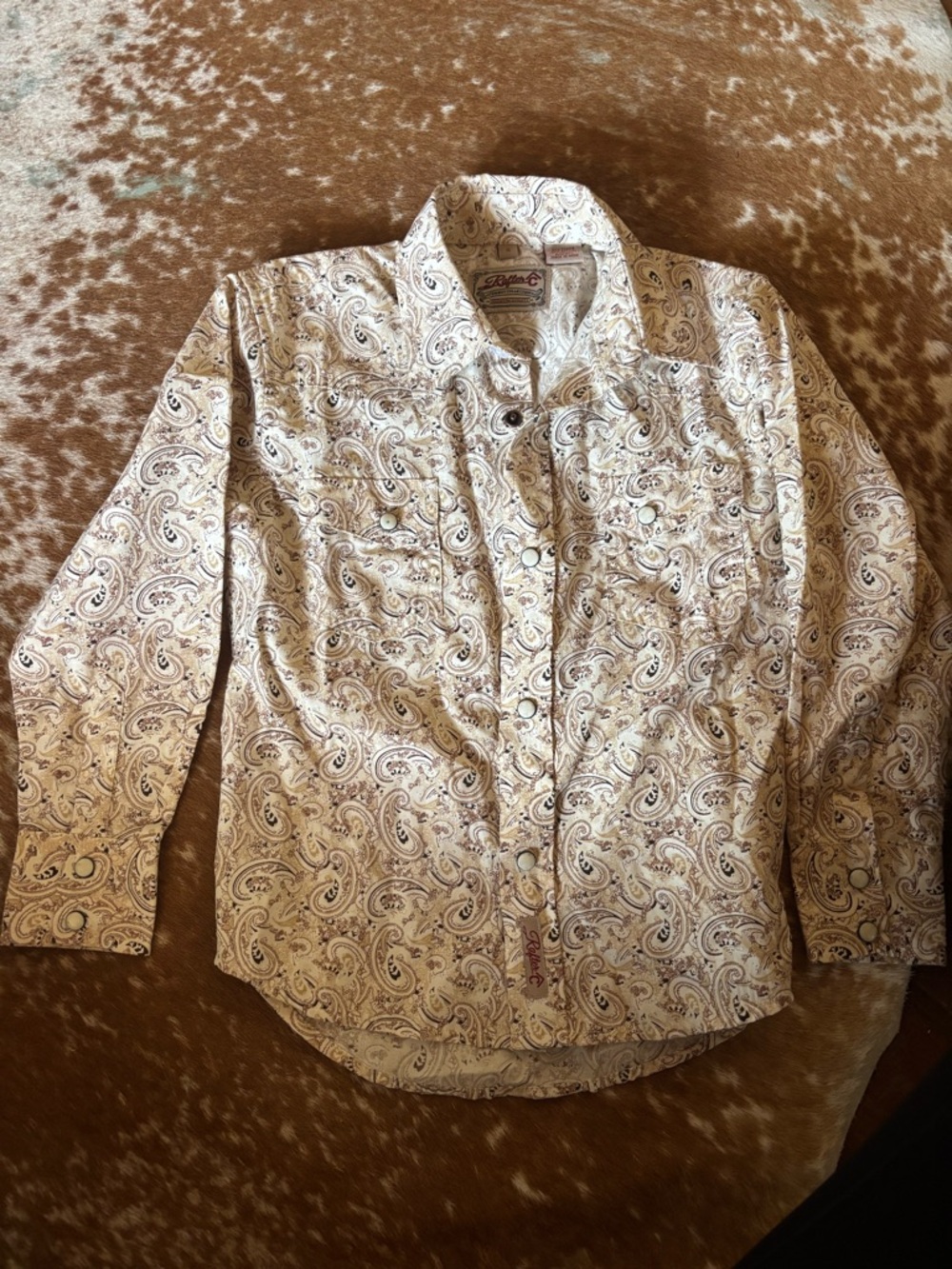 Kids Paisley Button-Down Shirt in Beige by Cinch